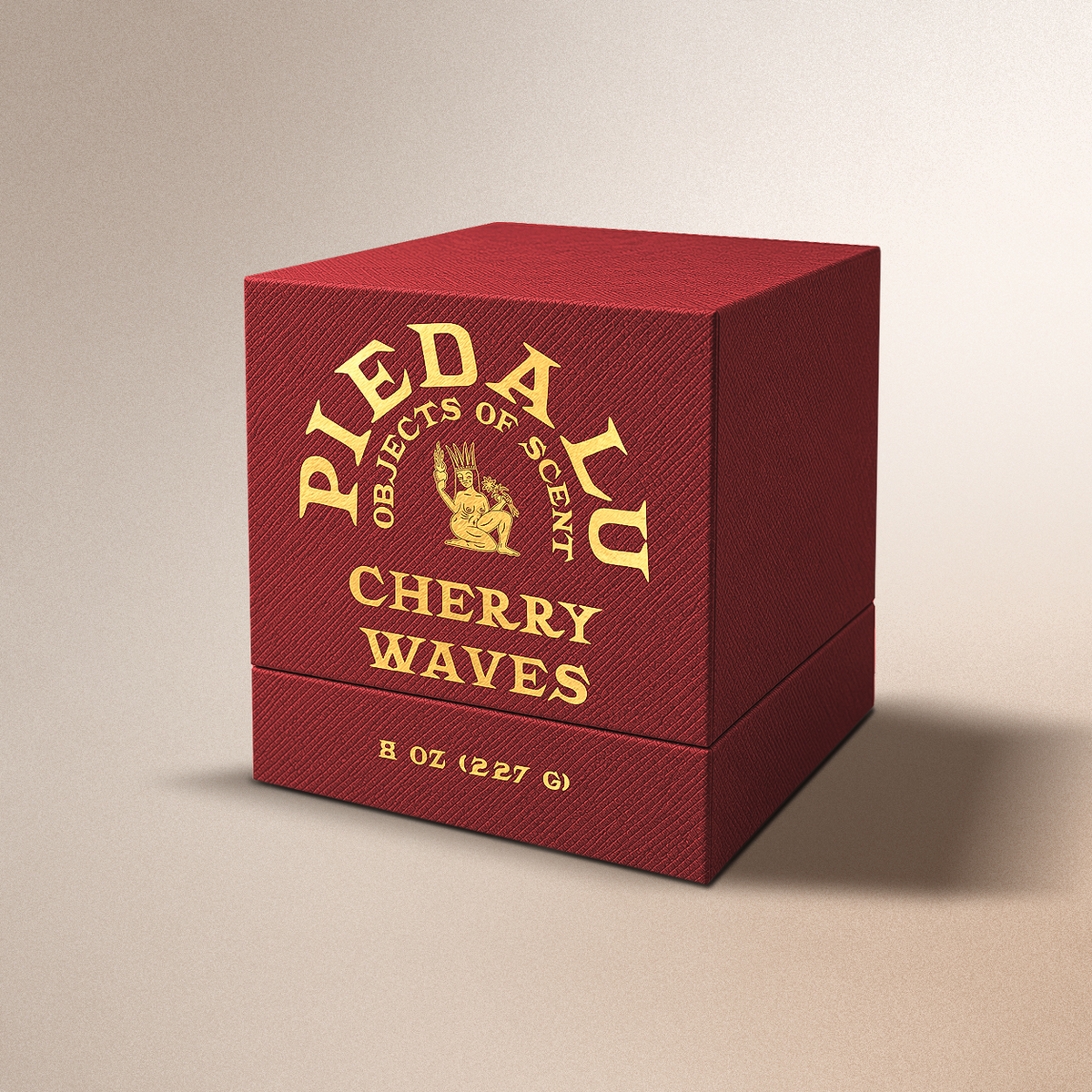 Cherry Waves scented candle by Piedalu Objects of Scent in honey-colored flint glass